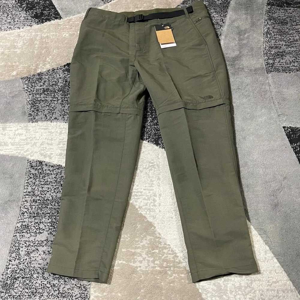 The North Face Paramount Trail Convertible Pants Mens 40x32 Green Hiking UPF New
